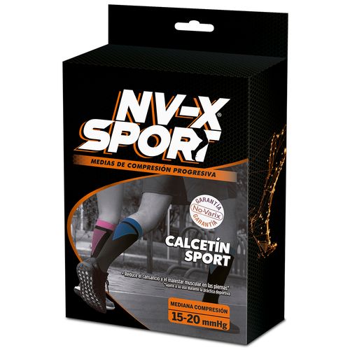 Calcetín No-Varix sport bicolor 15-20 mmhg Negro/Fucsia